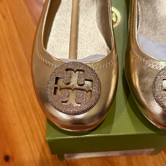 Tory Burch Metallic Gold Flats - Picture 2 of 5